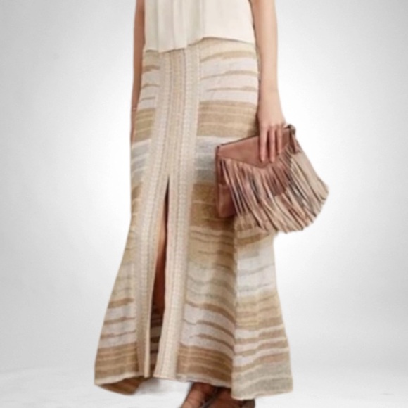 Anthropologie Dresses & Skirts - Anthropologie Cecilia Prado cream and beige crocheted maxi skirt size L